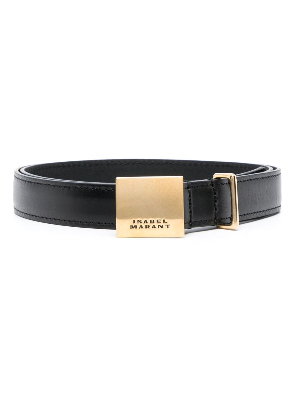 ISABEL MARANT Lowell engraved-buckle leather belt