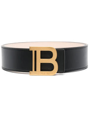 Balmain logo-plaque leather belt