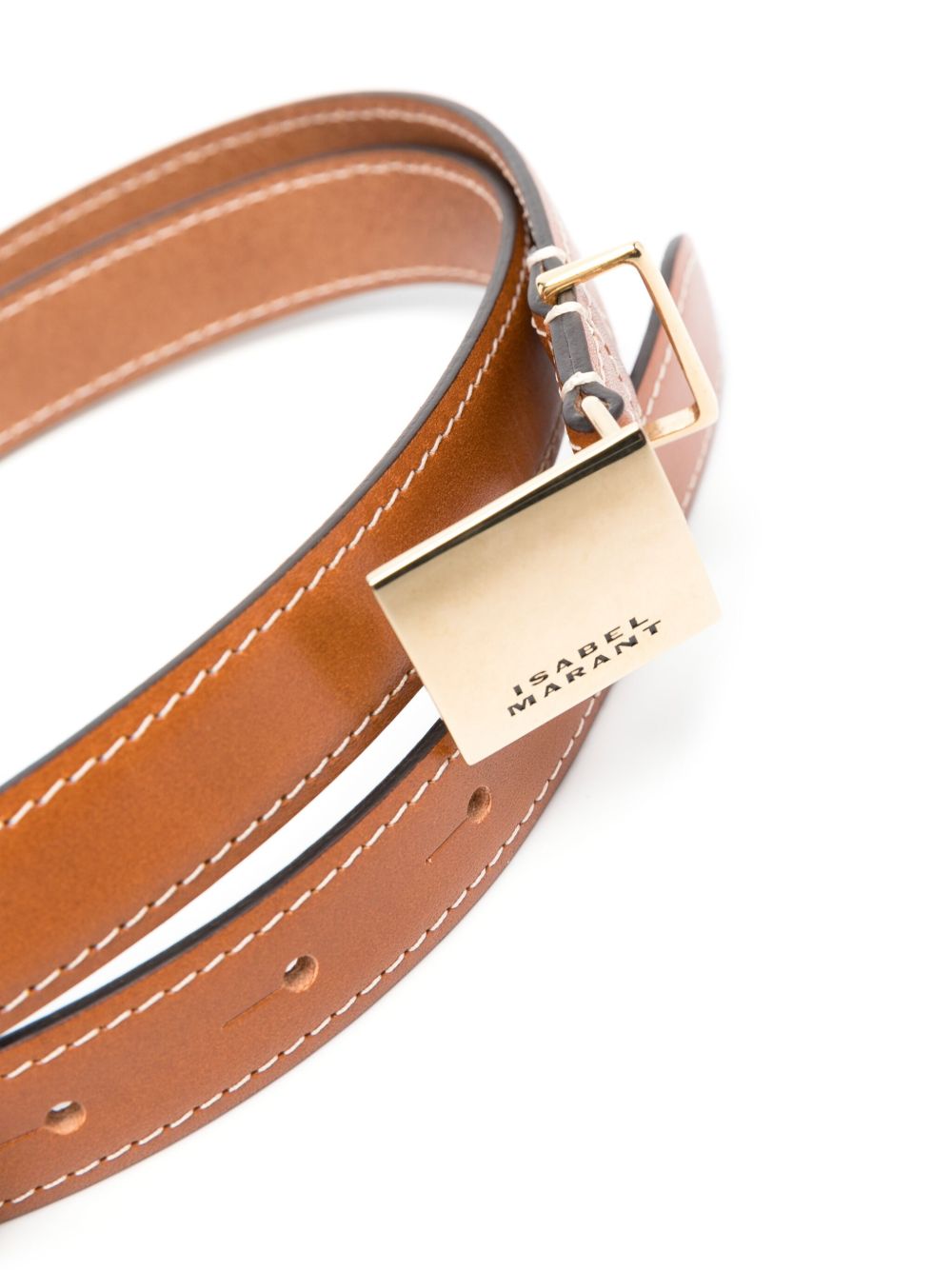 ISABEL MARANT Lowell engraved-buckle leather belt