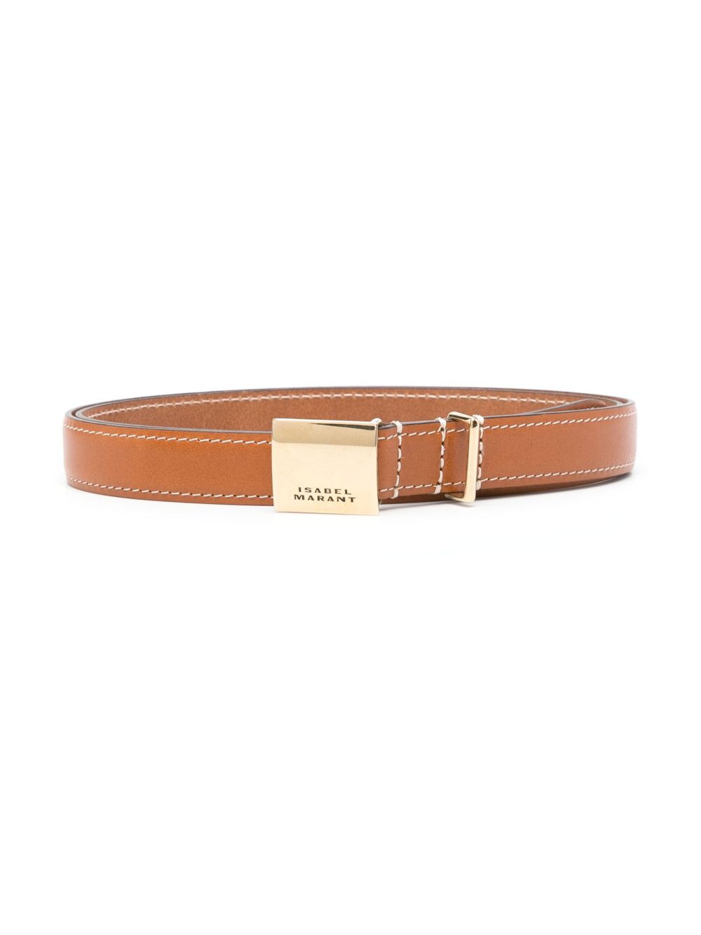 ISABEL MARANT Lowell engraved-buckle leather belt