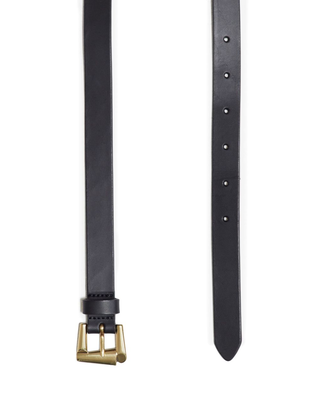 Closed gold-tone buckle leather belt