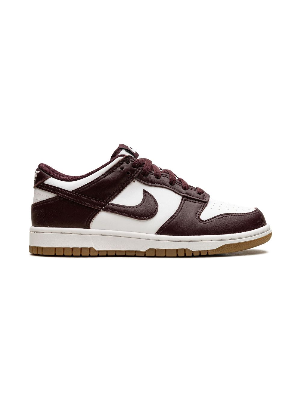 Nike Kids Dunk Low "White/Gum Light Brown/Burgundy Crush" sneakers