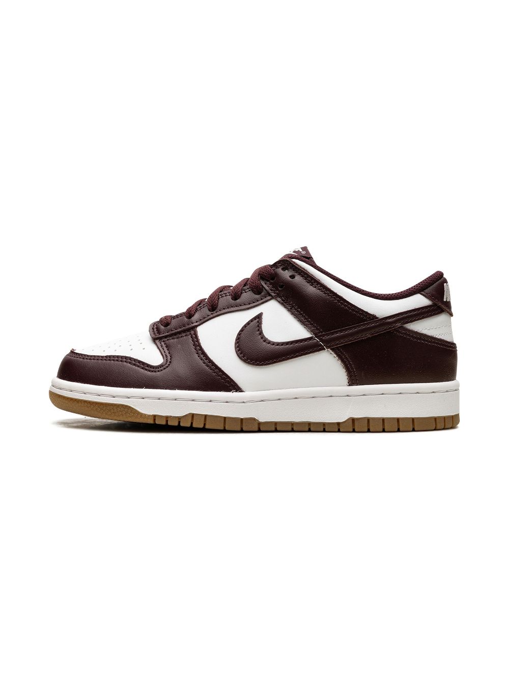 Nike Kids Dunk Low "White/Gum Light Brown/Burgundy Crush" sneakers