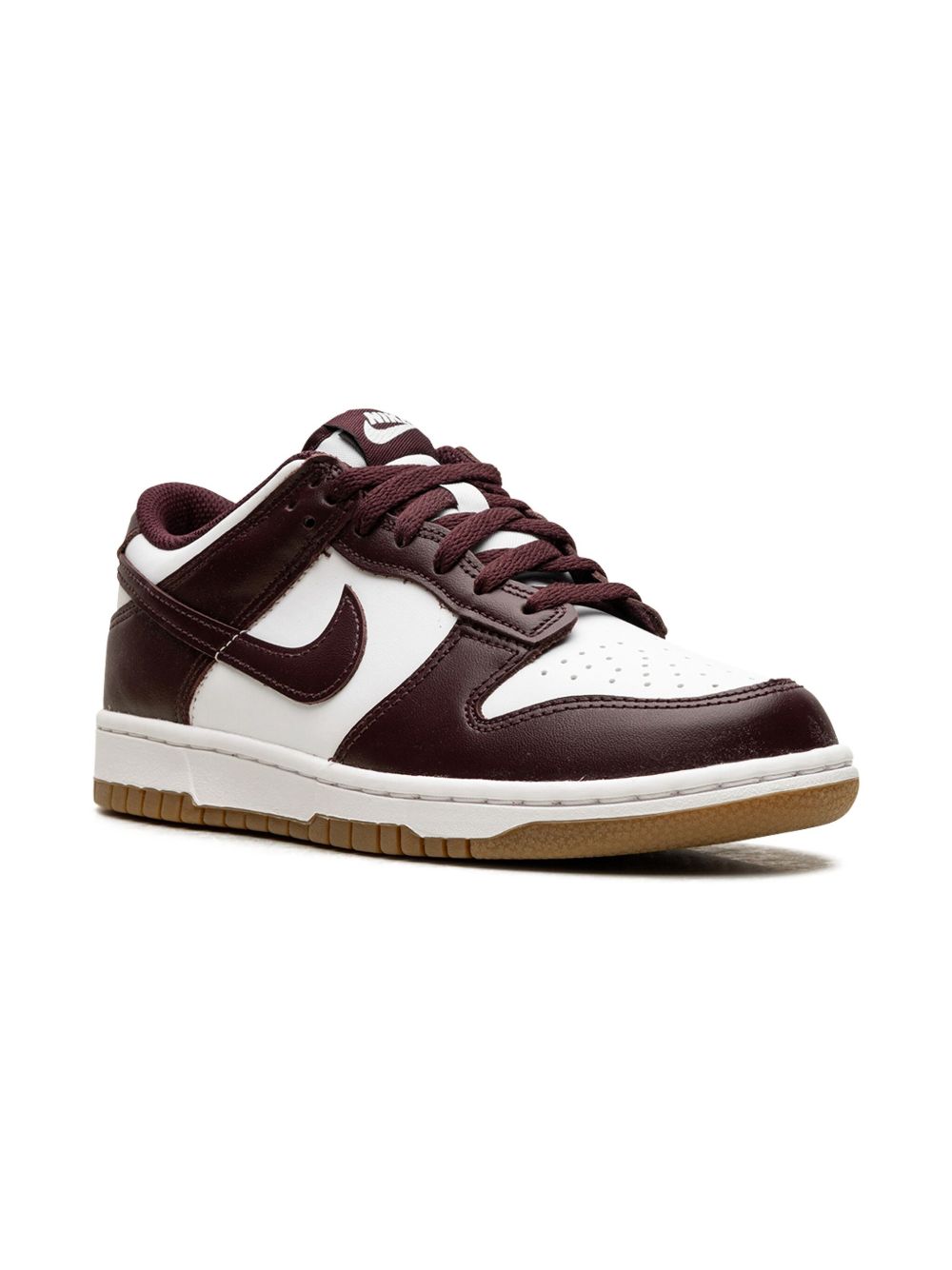 Nike Kids Dunk Low "White/Gum Light Brown/Burgundy Crush" sneakers